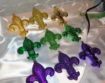 Adornos de flor de lis, decoración para el árbol de Mardi Gras, juego de 3