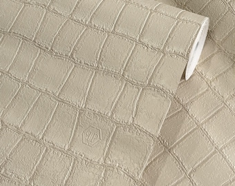 Beige Creamy Stone Imitation Wallpaper Modern Elegant Textured Glow