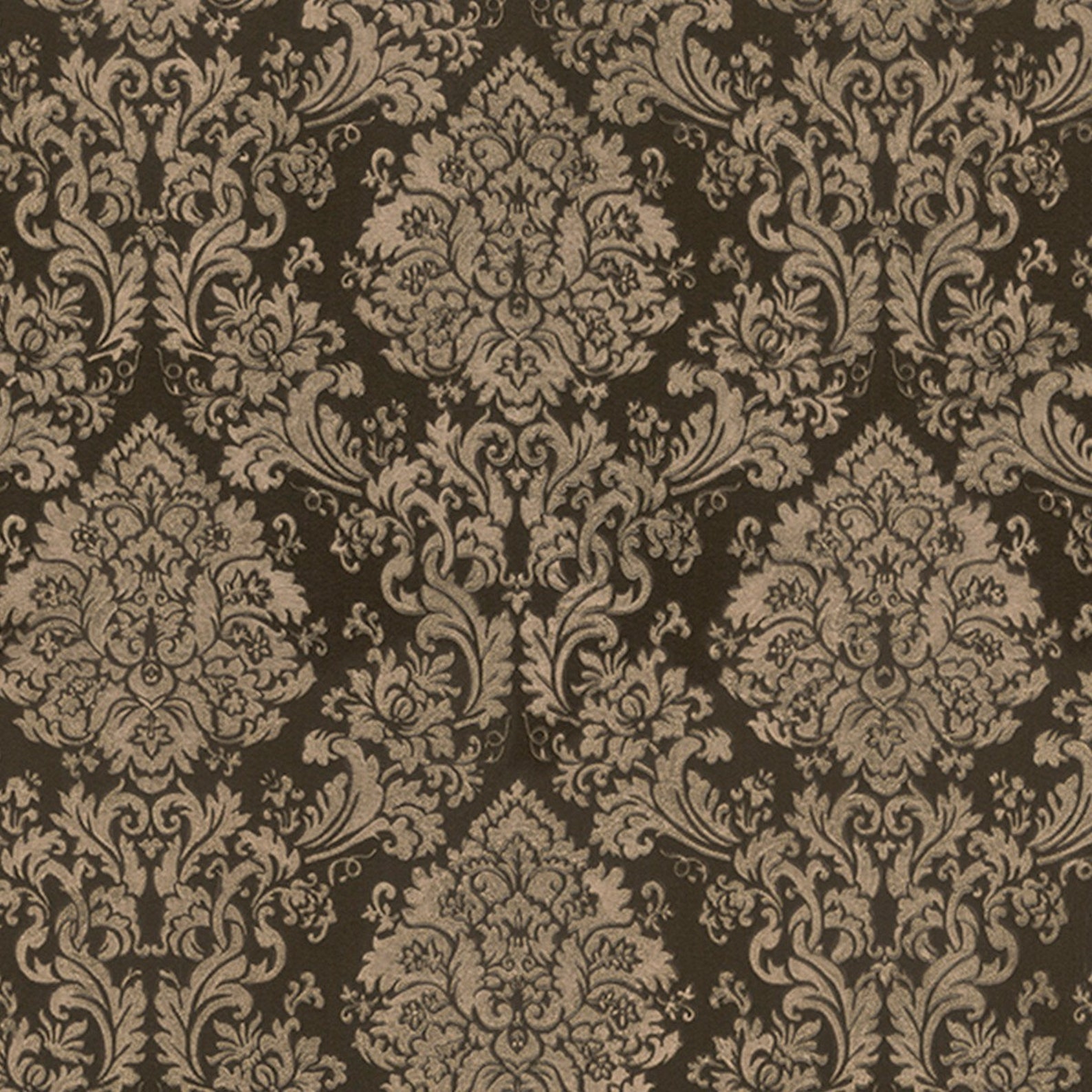 Damask Vinyl Wallpaper Dark Brown & Gold Metallic 3D Embossed ...