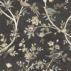 Blommig fågeltapet, texturerad vinyltapet