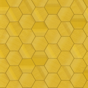 Carta da parati con motivo esagonale a forma di calabrone giallo, spessa trama di tela d'erba sintetica, rivestimento murale geometrico 3D