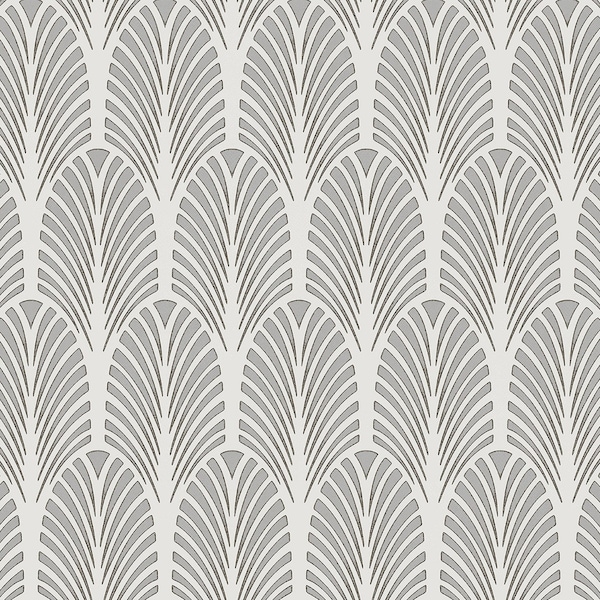 Art Deco Geometric Fan Shade Wallpaper, Classic Contemporary, 3D Textured Wallpaper - Gray and White