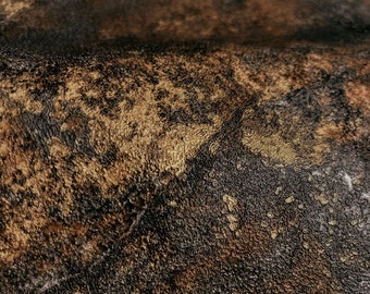 3D Rustic Stone Marble Wallpaper, Embossed Textured Metallic Wallpaper - Black Gold Bronze