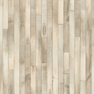 Distressed Wood Wallpaper 3D Realistic Reclaimed Barnwood Textured Soft Vinyl Wallcovering - Light Brown and Cream