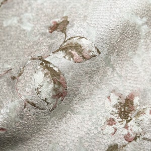 Metallic Ivory and Pink Embossed Floral Scales Wallpaper 3D Textured Wallpaper perfect for adding texture and design to your wall