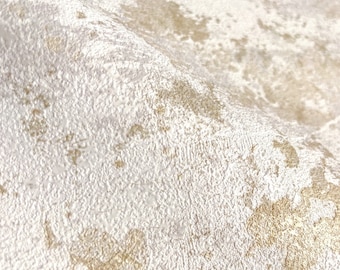 Rustikale 3D-Stein-Marmor-Tapete, geprägte strukturierte metallische Tapete - Beige Gold Grau Weiß
