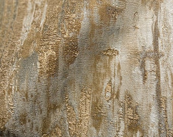 Metallic Faux Distressed Textured Wallcovering - Gold und Silber Farbe