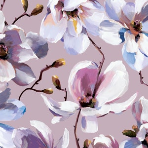 Blumen Pastell Aquarell Tapete, Lavendel Lila Weiß, Art Deco Aquarell 3D Tapete