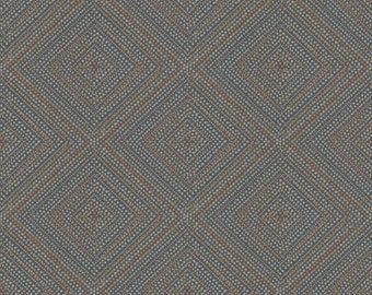 Art Deco Diamond Wallpaper, Polka Dots Pattern Wallpaper - Navy, Blue, Gold, Gray Color