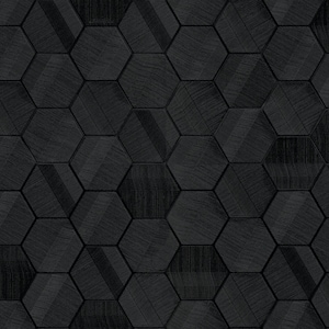 Zeitgenössische, moderne Tapete mit sechseckigem Muster, schwarz, strukturiert, dicker Kunstrasenstoff, geometrische 3D-Wandverkleidung
