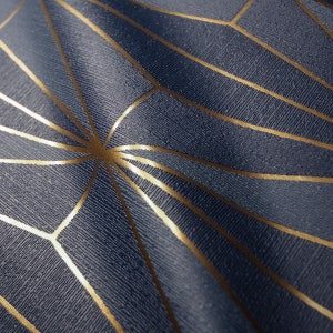 Gold Geometrische Raute Muster Blau 3D Strukturierte Tapete