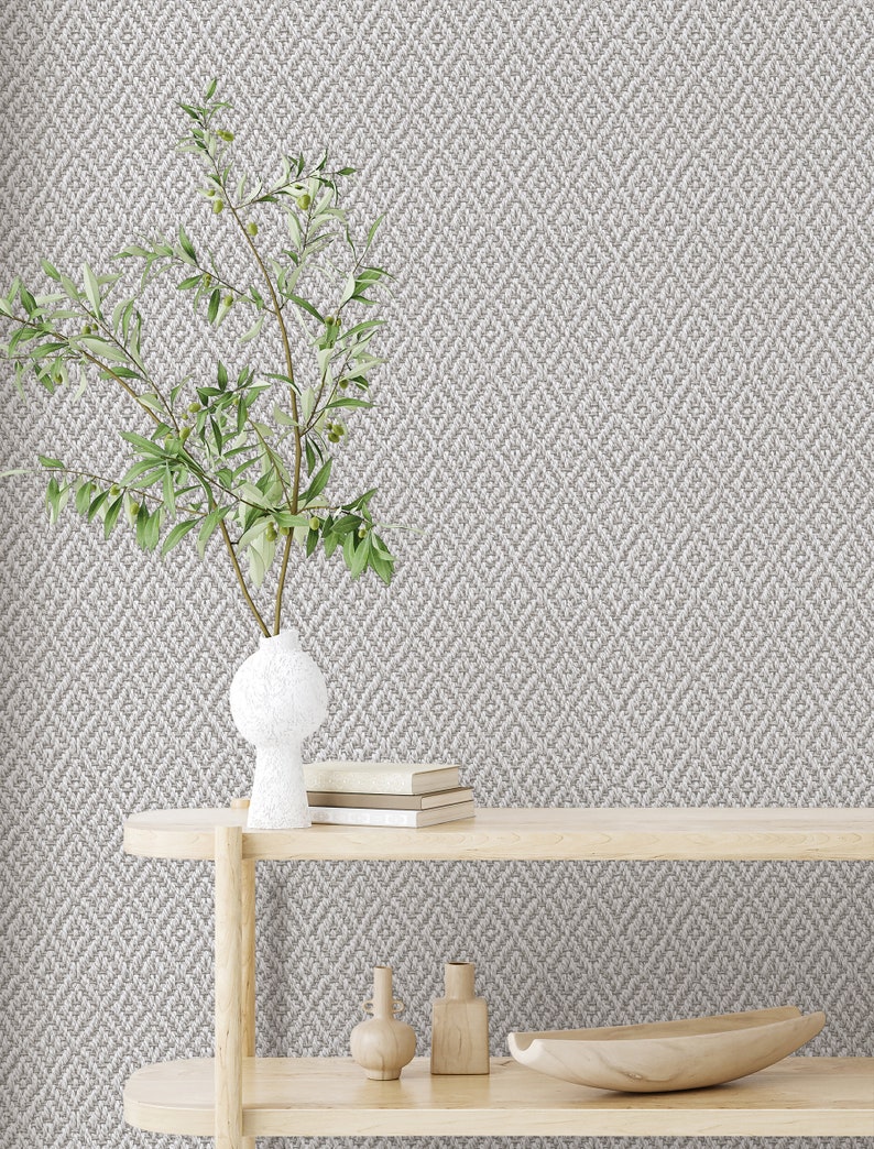 Diamond Braided Faux Raffia Wallpaper Rope Basketweave Grasscloth 3D Textured Geometric