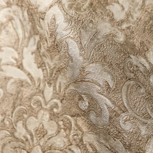 Carta da parati damascata in rilievo dorato Rivestimento murale con texture 3D perfetto per la casa vittoriana