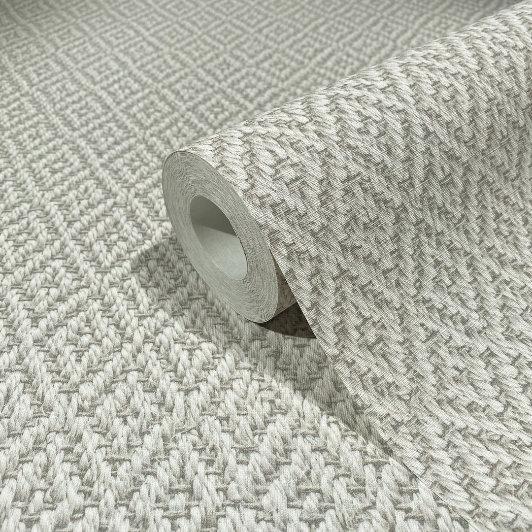 Diamond Braided Faux Raffia Wallpaper Rope Basketweave Grasscloth 3D ...