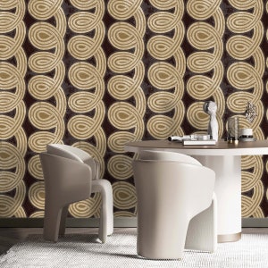 Art Deco Spiral Black Wallpaper 3D Textured Vinyl Wallcovering Perfect for Accent Wall