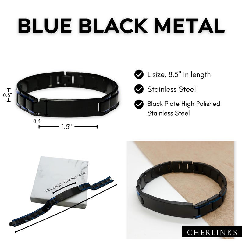 Personalized Bible Verse Bracelet Gift for Mens Womens Engraved Custom Black Bracelet | Scripture Bible Quote Christian Religious Cross Gift Blue Black Metal