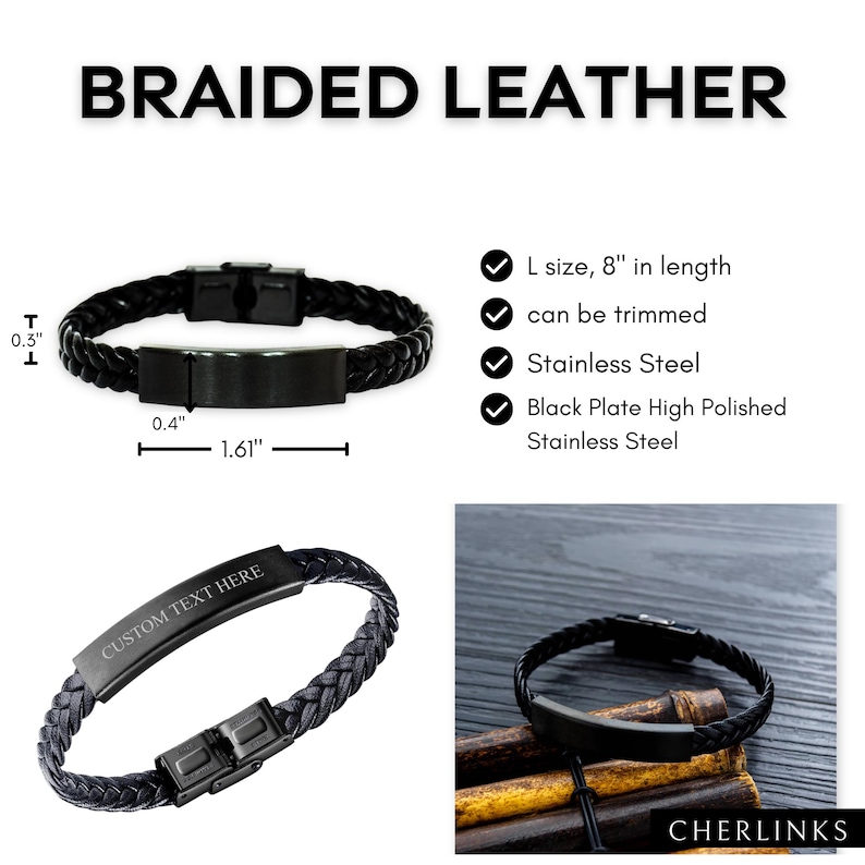 Personalized Bible Verse Bracelet Gift for Mens Womens Engraved Custom Black Bracelet | Scripture Bible Quote Christian Religious Cross Gift Braided Leather