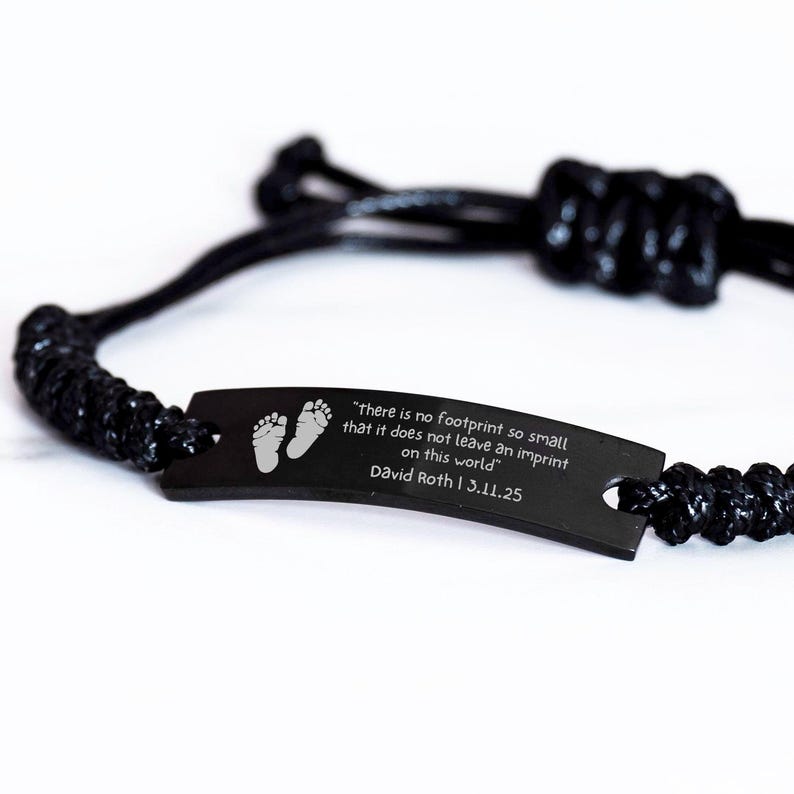 Miscarriage Black Engraved Bracelet for Angel Baby "No Footprint So Small" Sentimental Memorial Remembrance Baby Loss Gift Keepsake Dad Mom afbeelding 7