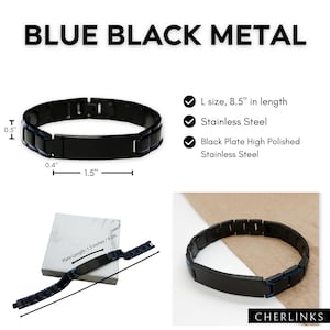 Miscarriage Black Engraved Bracelet for Angel Baby "No Footprint So Small" Sentimental Memorial Remembrance Baby Loss Gift Keepsake Dad Mom Blue Black Metal