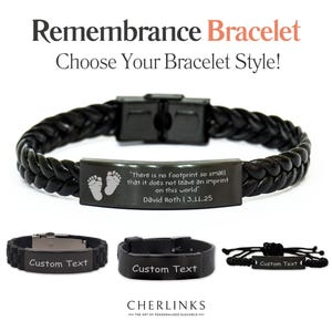 Miscarriage Black Engraved Bracelet for Angel Baby "No Footprint So Small" Sentimental Memorial Remembrance Baby Loss Gift Keepsake Dad Mom afbeelding 1