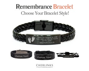Miscarriage Black Engraved Bracelet for Angel Baby "No Footprint So Small" Sentimental Memorial Remembrance Baby Loss Gift Keepsake Dad Mom