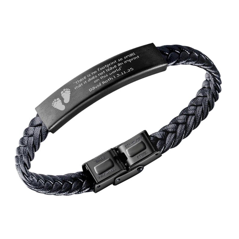 Miscarriage Black Engraved Bracelet for Angel Baby "No Footprint So Small" Sentimental Memorial Remembrance Baby Loss Gift Keepsake Dad Mom afbeelding 8