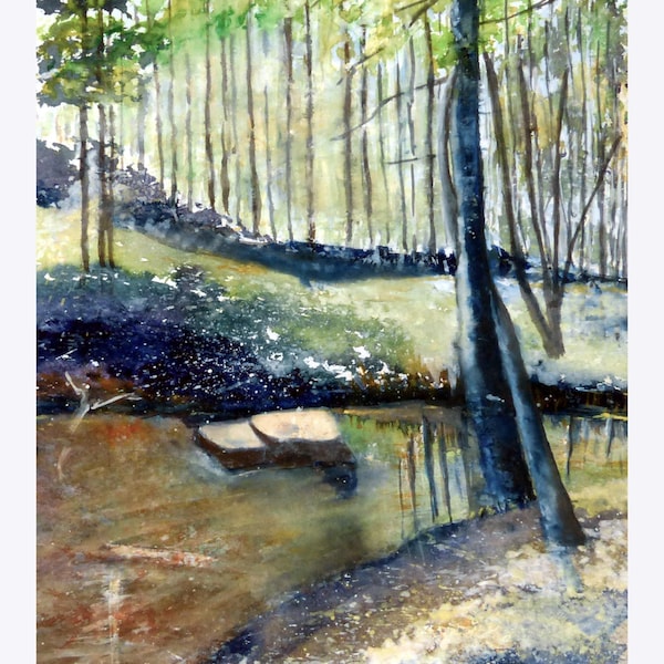 Peinture Aquarelle - La rivière