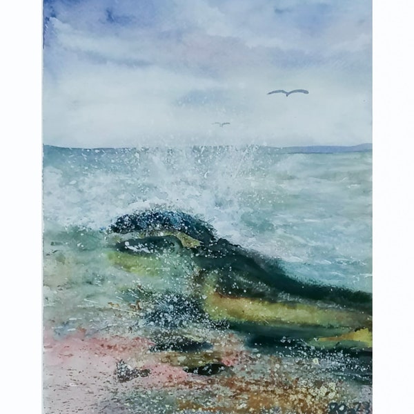 Peinture Aquarelle - Tempête sur le lac Léman