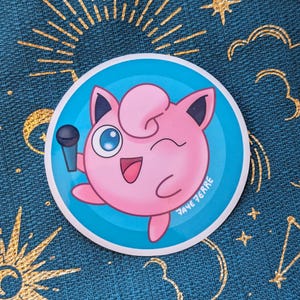 Jigglypuff 3 x 3 laminaatsticker - waterdichte sticker, autosticker