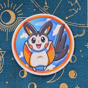 Emolga Sky High - waterdichte sticker - 3 inch of 2 inch