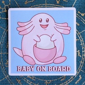 Chansey Baby on Board - Adhesivo laminado 3x3 - Adhesivo impermeable, calcomanía para automóvil
