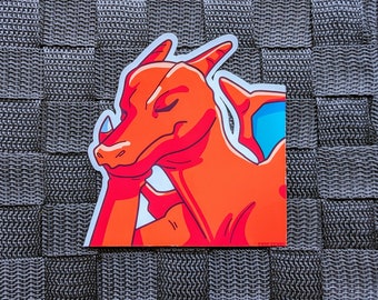 Lazy Charizard Decal - Glossy Sticker - 3.95x3.77 inch