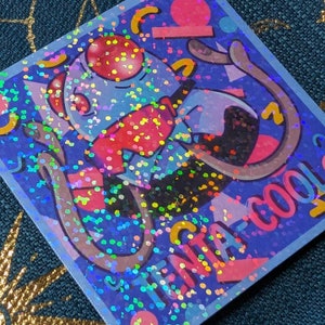 Tentacool Tenta-Cool - クールなサングラス - レトロな雰囲気 - グリッターホログラフィックビニールステッカー