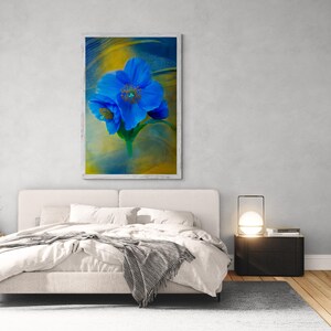 Blue Poppy Art Print: Botanical Flower Wall Decor, - Etsy