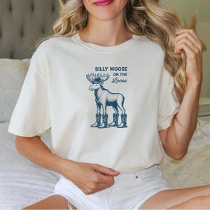 Comfort Colors Funny Animal T-shirt, Moose On The Loose Tee, Silly Moose Shirt, Moose Lover Gift