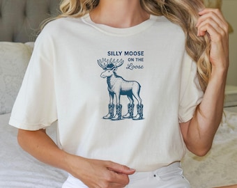 Comfort Colors Funny Animal T-shirt, Moose On The Loose Tee, Silly Moose Shirt, Moose Lover Gift