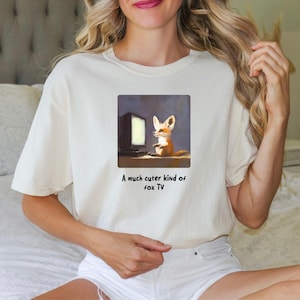 Cute Fox Shirt Watching TV Comfort Colors, Play on Words, Woodland Animal Tee, Cozy Fox Tee, Funny Animal T-shirt, Cute Fennec Fox Shirt