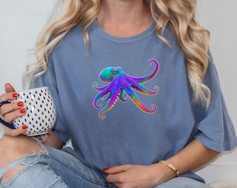 Octopus T-shirt, Ocean Lover Tee, Comfort Colors Shirt, Beautiful Sea Creature Apparel, Sea Life Graphic Tee, Nature Inspired Top, Nautical