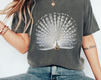 Peacock T-Shirt - Featuring Very Rare White Peacock, Stylish Tee, Unique Bird Top, Fashionable Comfort Colors, Casual Peacock Lover, tshirt