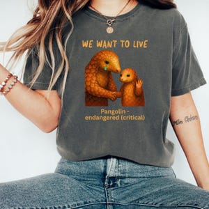 Endangered Species Pangolin T-shirt, Protect Wildlife Tee, Animal Lover Gift Activists, Nature Conservation Top, Unisex Garment-Dyed Shirt,