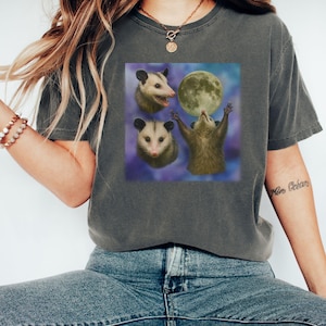 Vintage Possum Moon T-shirt, Tee for Possum Lovers, Retro Graphic Comfort Colors Silly Gifts Opossum