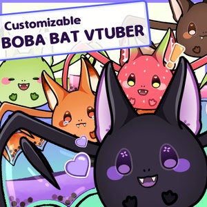 Customizable Boba Bat Vtuber - LIVE2D | Model / Avatar | Premade | Ready to Use | Cute