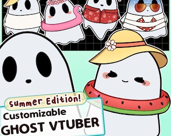 Customizable Summer Ghost Vtuber Model: Premade LIVE2D Avatar