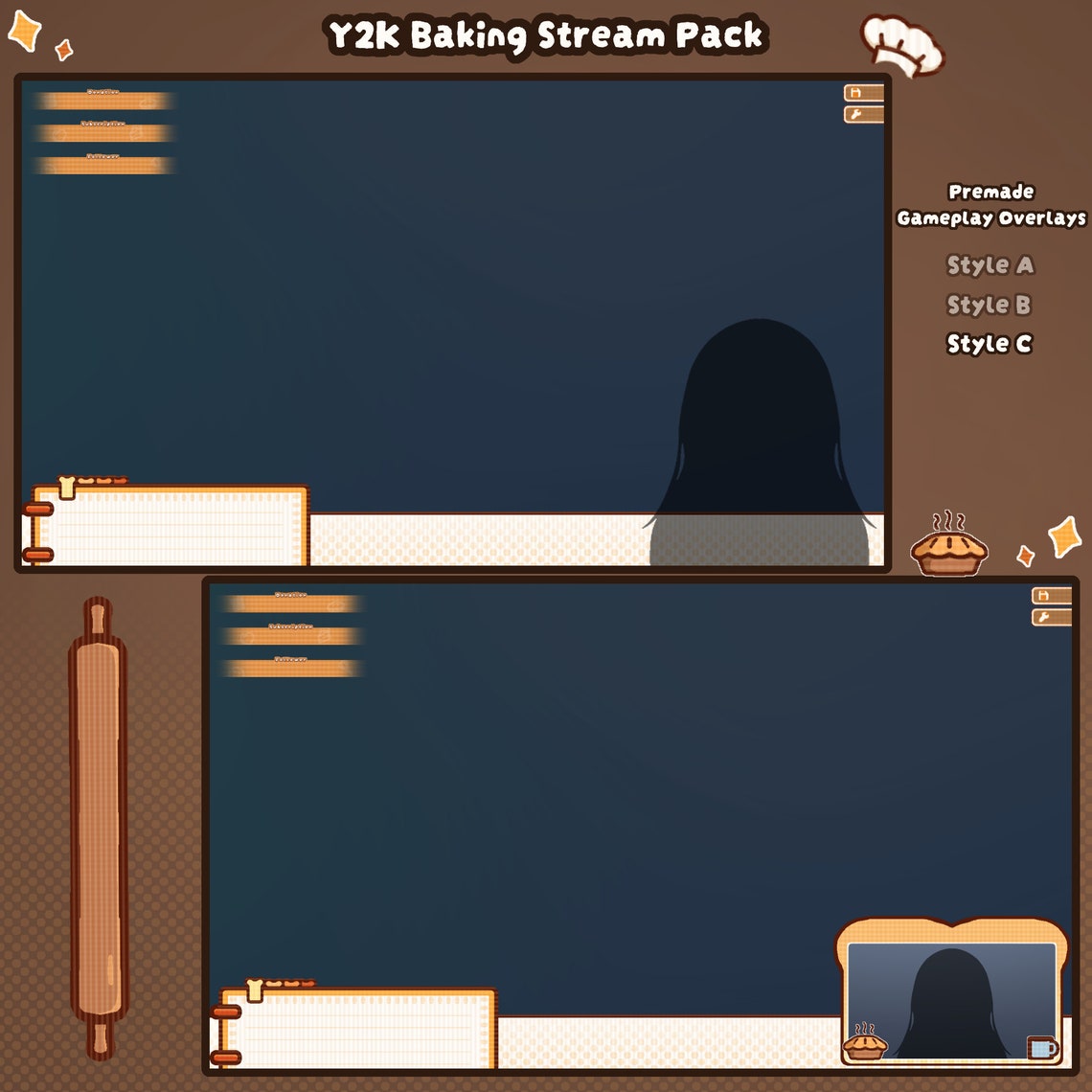 Pixelated Baking Stream Pack: Animated Overlays & Panels (digital ...