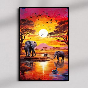 African Landscape Print Framed Poster African Wall Art African Home Decor African Poster Print Savannah Wall Art Savanna Poster Print