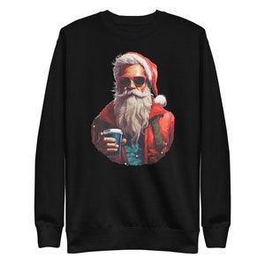Funny Santa Claus Christmas Sweatshirt Hipster Coffee Lover Funny Xmas Sweater Gift Santa Claus Christmas Jumper Christmas Gift Xmas Gift