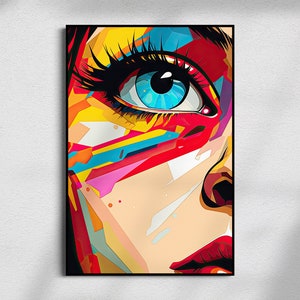 Abstract Female Blue Eye Wall Art Framed Poster Art Framed Wall Art Home Decor Gift Housewarming Poster Print Wall Decor Housewarming Gift