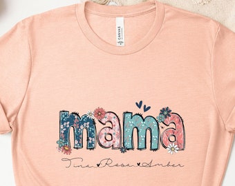 Camiseta floral para mamá: camiseta personalizada con nombre para mamá