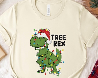 Festive Tree Rex Christmas T-Shirt: Funny Dinosaur Tee