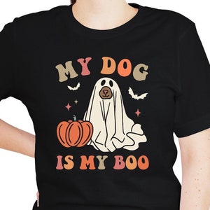 Koszulka My Dog Is My Boo, Koszulka Dog Mom, Koszulka Dog Lover, Koszulka Halloween Dog, Koszulka Animal Lover, Zabawna koszulka Halloween, Prezent dla niej